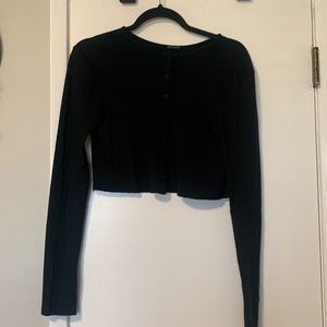 brandy melville black cropped button up